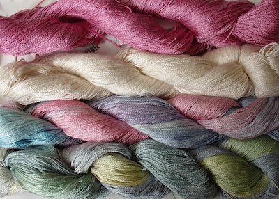 100% mulberry silk yarn on cone, light fingering / sock weight